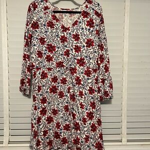 Floral Red and Blue Dress